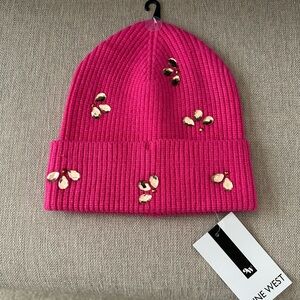 Nine West Fuchsia Beanie with Jewel Accents